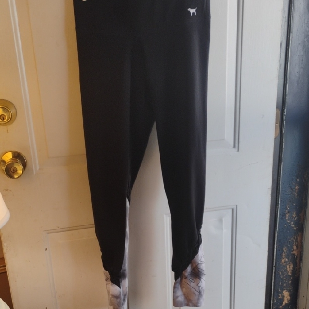 Victoria's Secret Black Leggings with Artistic Detail